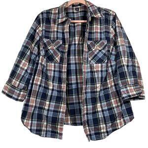 CHAPS Men's Blue Red Yellow Plaid Button Down Long Sleeve Shirt Size 1X